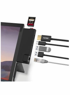 اشتري Hub Docking Station with HDMI Adapter+1000M Gigabit Ethernet LAN+ USB C PD Charging +2 Port USB 3.0+SD/TF(Micro SD) Card Reader Converter Combo Adaptor for Microsoft Surface Pro 7 في الامارات