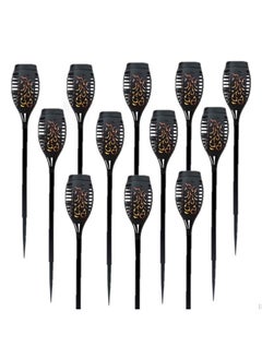 Buy 12-Piece Solar Powered Flame Lamp Torch Light Set Black in UAE