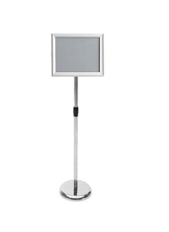 اشتري A4 Snap Frame with Stand Adjustable Poster Stand Menu Stand Replaceable Advertisement Rack Floor Display Stands with Stable Round Base (Silver)|Rotating Poster Rack 66cm-111cm في الامارات