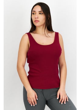 Buy Women Sportswear Fit Rib Training Tank Top, Burgundy in UAE