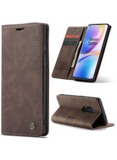 Buy CaseMe One plus 8 pro Wallet Case Book Folding Flip Folio Case with Magnetic Kickstand Card Slots Protective Cover - Coffee in Egypt