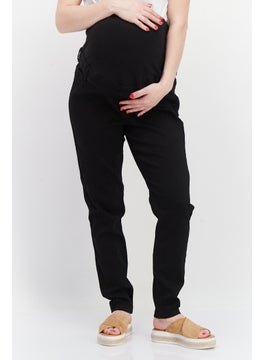 Buy Maternity Regular Fit High Rise Stretchable Denim, Black in UAE