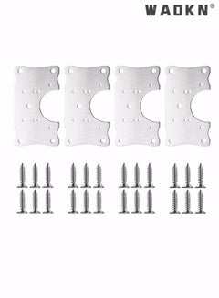 Buy Cabinet Hinge Repair Plate, Stainless Steel Kits with Mounting Screws Wooden for Protecting Furniture and Kitchen Cabinet(4 Half Hole) in UAE