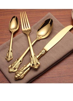 Buy Carving Gold Cutlery Set in UAE