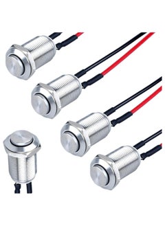 Buy Momentary Switch, Latching Push, 5 Pcs High Round Head Button Switch, Waterproof Metal Air Horn Push Button, with Pre-soldered Cable Stainless Steel 1NO 12V 24V 36V IP66 Without LED in Saudi Arabia