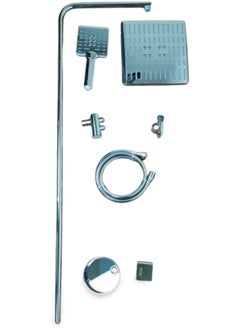 Buy Solex 2 in 1 Ruler Vertical Shower Set - Silver with Brass Shaft and Powerful Thermal Water Hoses in Egypt