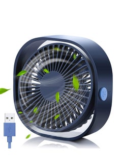 Buy Small Personal USB Desk Fan, 3 Speeds Portable Desktop Table Cooling Fan Powered by USB, Strong Wind, Quiet Operation For Home Office Car Outdoor Travel (Navy Blue) in Saudi Arabia