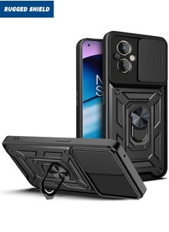 Buy Realme C67 Case, Realme C67 4G Cover with Slide Camera Cover, Heavy Duty Shockproof Phone Case Cover with Ring Kickstand for Realme C67 4G, Black in UAE