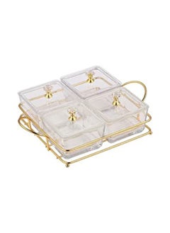 اشتري Four Pieces Serving Tray Bowl Condiment Dish Rack Set with Metal Rack Divided Serving Dishes في الامارات