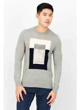 Buy Men Crew Neck Plain  Long Sleeves Sweatshirt, Grey in UAE