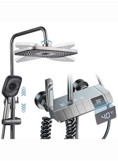 Buy Shower Set, Thermostaticc Shower Faucet Set Wall Mounted Shower Faucet Set Piano and Shower Keys with Bath Spout, Hand Sprayer in UAE