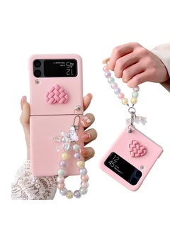 Buy Case for Samsung Z Flip 4 with Strap, Case with Wrist Strap, Fit for Hard PC Z Flip 4 Phone Case with Heart Bear Anti-Scratch Anti-Fingerprint Protective Case for Samsung Galaxy Z Flip 4 - Pink in UAE