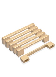 Buy Golden Kitchen Cupboard Handles, Modern Gold Door Handle Aluminum Alloy Cabinet Handle Drawer Pulls Square Furniture Handle Set for Kitchen and Bathroom Cabinets Cupboard(6Pcs 128mm) in Saudi Arabia