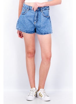 Buy Women Washed Denim Short, Blue in UAE