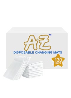 اشتري A to Z - Disposable Changing Mat size (45cm x 60cm) Large- Premium Quality for Baby Soft Ultra Absorbent Waterproof - Pack of 130 - White في الامارات