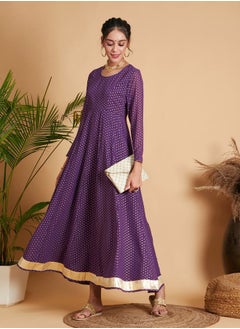 Buy Foil Print Anarkali Maxi Dress in Saudi Arabia