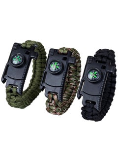 Buy 5*1 Multi-Purpose Professional Survival Bracelet Includes Compass and Flint Whistle for Adults with High Fire Starter Perfect for Camping, Hiking, Fishing, Hunting Multi-Color in Egypt