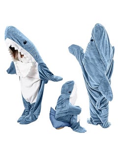 Buy Shark Blanket Hooded Onesie for Adults and Children, Comfortable Flannel Wearable Shark Blanket Shark Costume Shark Sleeping Bag in Saudi Arabia