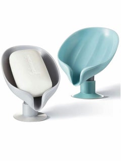 اشتري Leaf Shaped Stylish Soap Box/Holder Soap Holder with Suction Cup For for Bathroom, Kitchen Sink(Pack of 2,, Grey and Green) في الامارات