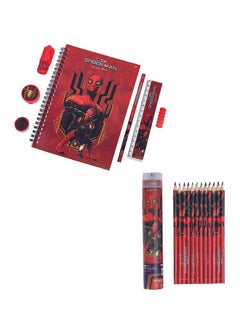 Buy Stationery Spiderman Spider Hero  12Pc Tin Tube Coloring Pencils & 7Pc Ziplock Set in UAE