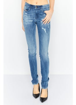 اشتري Women Skinny Fit Washed Stretchable Jeans, Blue في الامارات