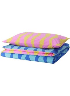 Buy Duvet Cover and Pillowcase Blue Light Pink 150x200 50x80 Cm in Saudi Arabia