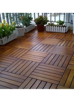 Buy Pack of 20 Acacia Wood Floor Decking and Patio Interlocking Tile Flooring Pavers Composite Decking For Indoor and Outdoor in UAE