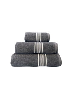 Buy Shiny Collection Bath Towels  Set of 3 - Bathroom Towel - Face Towel - Hand Towel - Quick Dry - Max Absorbent - Steel Grey in Saudi Arabia