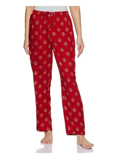 Buy Red Flowers Viscose Pyjama Women Single Regular Fit Casual Pyjama in UAE
