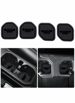 اشتري Auto Cup Holder Coaster Fit for Jeep Wrangler JL JLU 2018-2022, an Interior Accessory for Gladiator JT 2020-2022 Sport and Rubicon, Car Liner Mat Pad, 4PCS, Black في الامارات