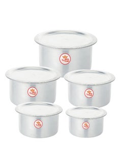 Buy 10-Pieces Aluminium Cooking Pot Cookware Set Tope 1,1.5,1.75, 2 and 2.5 Liter in UAE