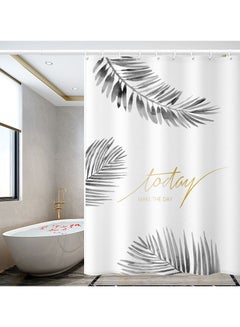 Buy Thickened Premium Shower Curtain, MISTYBLUE Waterproof Fabric with Modern Design, Mildew Stain Resistant Shower Drape for Bathroom and Laundry Room, 12 Hooks Included, 180*180cm in Saudi Arabia