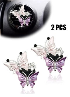 Buy 2Pcs Cute Dual Butterfly Air Vent Clips, Dual Butterfly Diamond Car Air Fresheners Vent Clips, Car Air Conditioning Outlet Clip Decorative Interior Accessories(Pink) in UAE