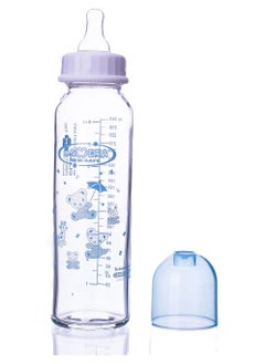 Buy Camera Heat Resistant Glass Feeding Bottle (Blue, 240ml) in Egypt