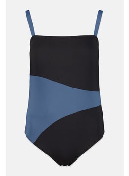 اشتري Women Padded Curve Effect Two-Tone One Piece, Black/Navy في الامارات