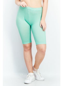 اشتري Women Allover Print Pull On Legging Short, Green Combo في السعودية