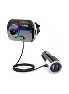 Buy FM Transmitter Bluetooth 5.0 Hands-free Car Kit with Quick Charge QC 3.0 Car Radio Adapter with Microphone CVC Noise Reduction in Saudi Arabia