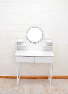 Buy Makeup Vanity Table Dressing Table Flip Mirror With Drawers in UAE