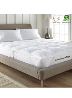Buy Hotel Collection Down Alternative Mattress Topper King Size With Fitted Style Cotton Pillow Top And 1000 GSM Filling, Off White in Saudi Arabia