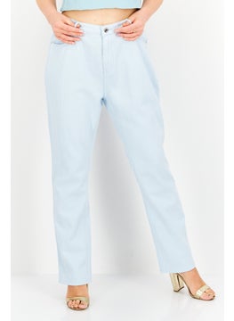 اشتري Women Regular Fit Non Stretchable Plain Denim Jeans, Light Blue في الامارات