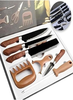 Buy Knife Set With Scissor 8 Pcs Stainless Steel Chef knife in UAE