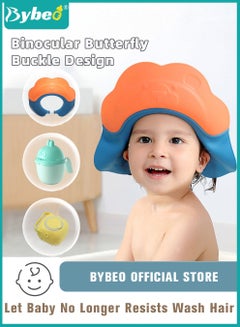Buy 3Pcs Baby Silicone Adjustable Shower Cap, Infant Bath Washing Hair Shampoo Cup, Toddler Hairs Scalp Massager Shampooing Brush in Saudi Arabia