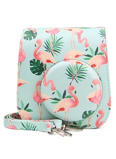 اشتري Camera Case for Fujifilm Instax Mini 11/ 9/ 8/8+ Instant Film Vintage Flamingo PU Leather Side with Accessory Pocket and Adjustable Shoulder Strap في السعودية