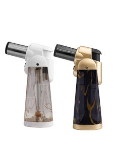 Buy 2Pcs Windproof Lighter, Jet Single Flame Torch Refilled Butane Gas Lighter for Kitchen Cooking BBQ Topsense in UAE