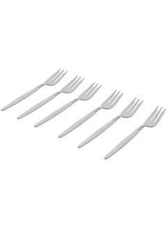 اشتري Aulus 6-Piece Cake Fork Set, Silver & Gold - 16.5 cm في الامارات