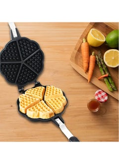 Buy Waffle Maker Pan, 5.9in Aluminum Alloy Nonstick Heart Shaped Waffle Maker Portable Stove Top Camping Waffle Maker Pan for Breakfast Waffles Sandwich in Saudi Arabia