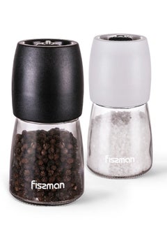 Buy Salt And Pepper Mill 130ml, Manual Shaker with Adjustable Degree, Grinding with Stainless Steel Lid in UAE