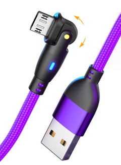 Buy 2m micro USB charging data cable, 3A fast charging, nylon braided cable, 180° rotatable in UAE