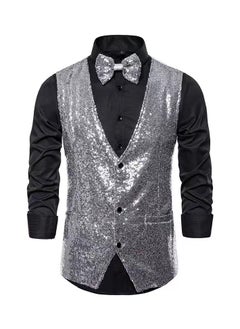 Buy New Men's Fashionable Sequined Suit Vest in UAE