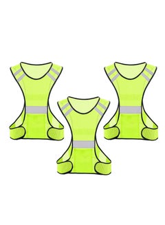 Buy High Visibility Reflective Safety Vest with Large Pocket for Night Running, Cycling & Walking - Breathable, Lightweight, ANSI Compliant Gear (3 Pcs) in UAE